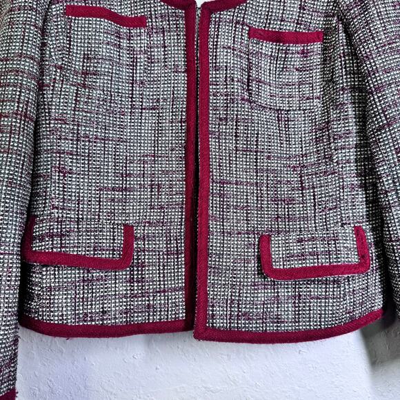 BANANA REPUBLIC Blazer 10 Tweed Single Neck Closure Open Front Satin Lined - Picture 6 of 13